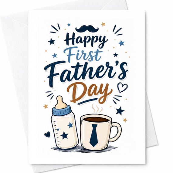 Happy First Father's Day Cute Fathers Day Card New Dad From Wife Baby Bottle Coffee Mug First Time Dad From Baby C1444