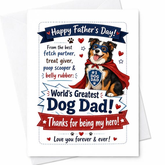 Happy Father's Day World's Greatest Dog Dad Funny Dog Dad Father's Day Card From Dog Puppy Dad C1480