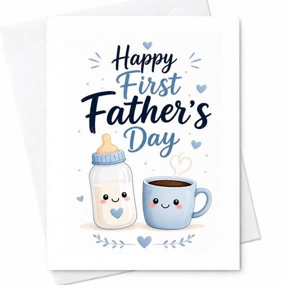 Happy First Father's Day Cute Fathers Day Card New Dad From Wife Baby Bottle Coffee Mug First Time Dad Keepsake From Baby C1443