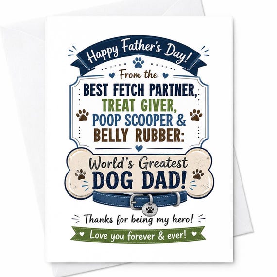 Happy Father's Day World's Greatest Dog Dad Funny Dog Dad Father's Day Card From Dog Puppy Dad C1460