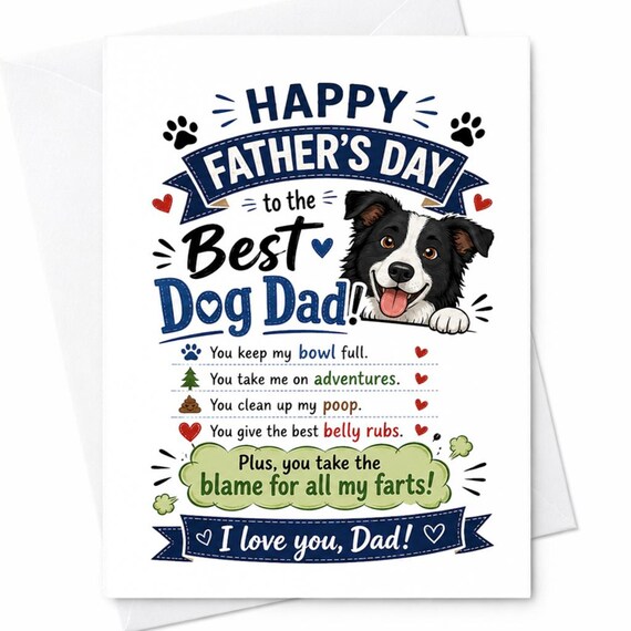 Happy Father's Day To The Best Dog Dad Funny Dog Dad Father's Day Card From Dog Puppy Dad C1461