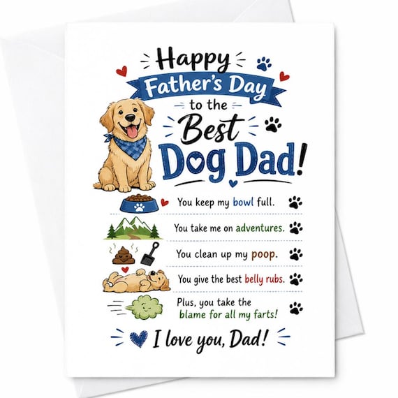 Happy Father's Day To The Best Dog Dad Funny Dog Dad Father's Day Card From Dog Puppy Dad Gift C1462