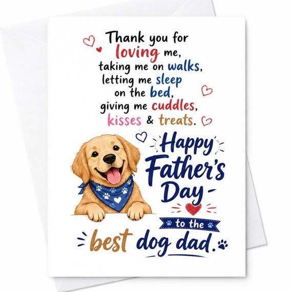 Thank You For Loving Me Happy Father's Day Best Dog Dad Father's Day Card From Dog Puppy Dad Gift C1465