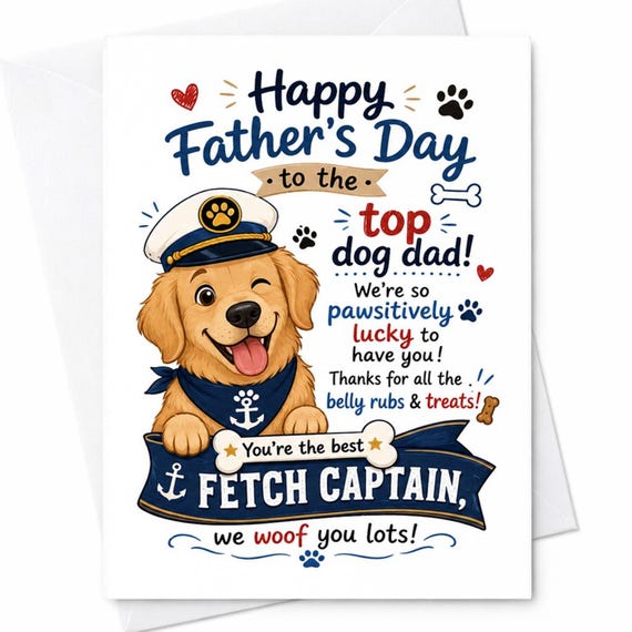 Happy Father's Day To The Top Dog Dad Funny Dog Dad Father's Day Card From Dog Puppy Dad C1476