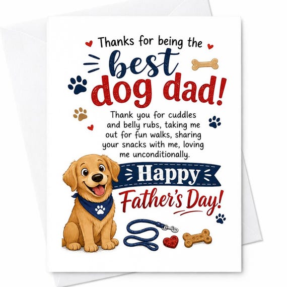Thanks For Being The Best Dog Dad Happy Father's Day Dog Dad Father's Day Card From Dog Puppy Dad Gift C1477