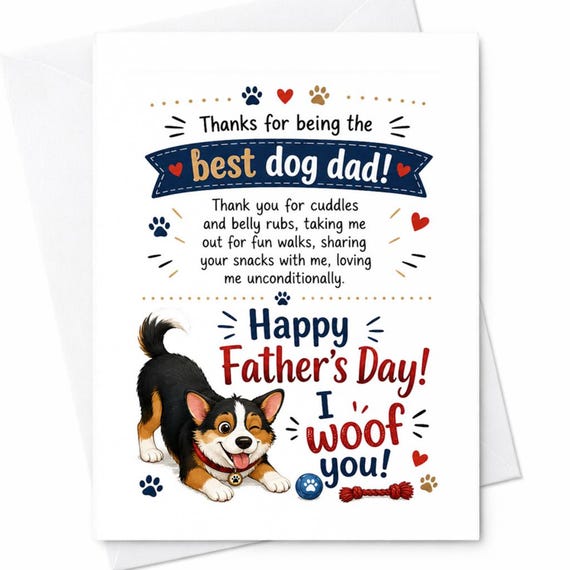 Thanks For Being The Best Dog Dad Happy Father's Day Dog Dad Father's Day Card From Dog Puppy Dad C1478