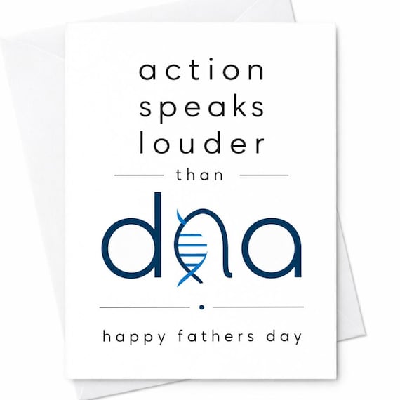 Action Speaks Louder Than Dna Happy Fathers Day Card Stepdad Father's Day Card Bonus Dad C1495