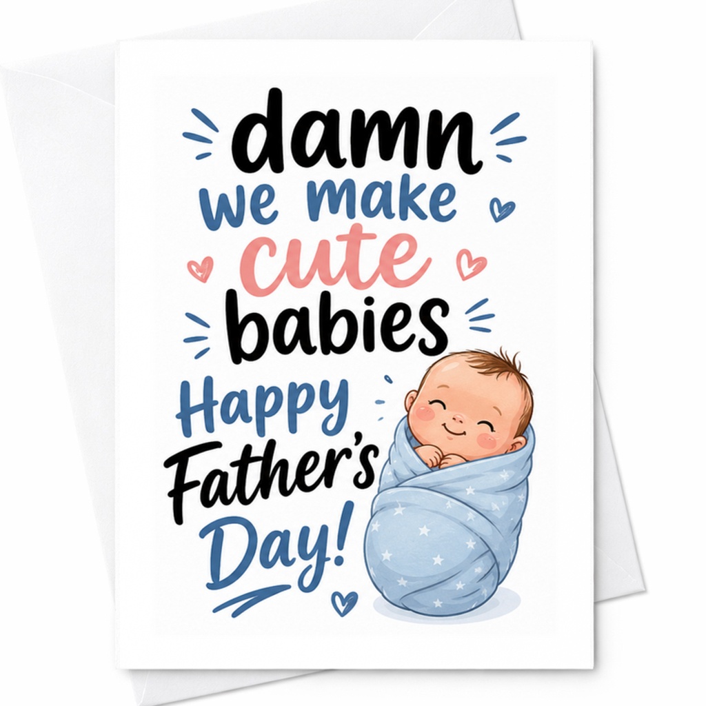 Damn We Make Cute Babies Happy Father's Day Funny Father's Day Card New Dad From Wife Baby Boy Dad C1452