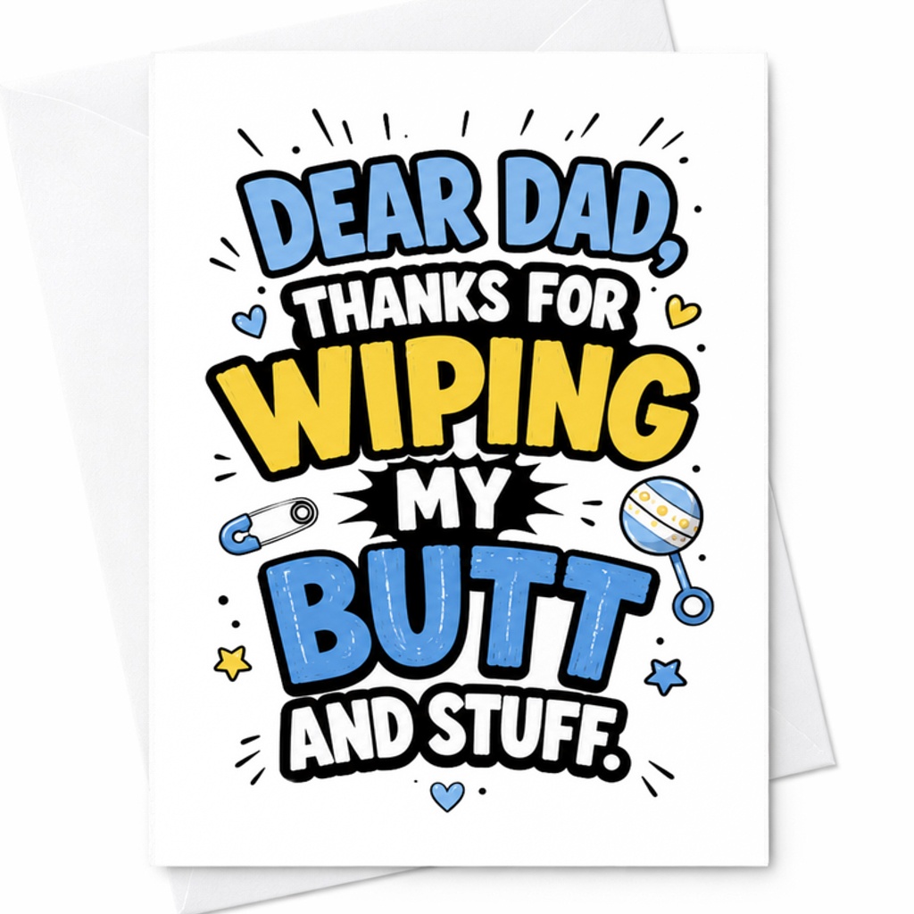 Dear Dad Thanks For Wiping My Butt And Stuff Fathers Day Card Funny New Dad Card From Baby Boy Girl C1550