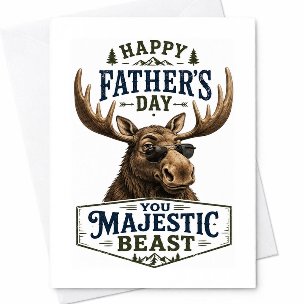 Happy Father’s Day You Majestic Beast Moose Fathers Day Card Funny Woodland Dad Card From Wife Kids C1552