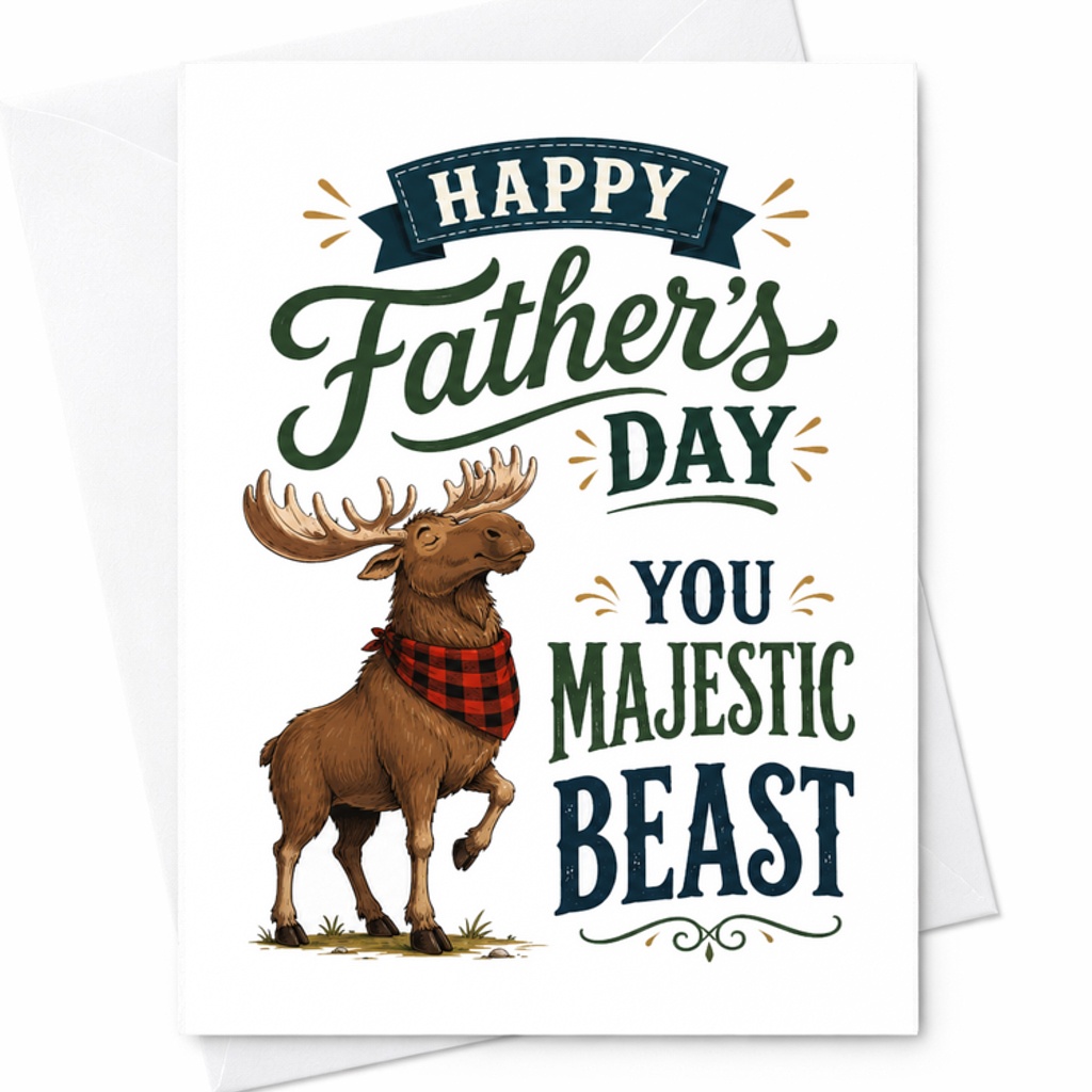 Happy Father’s Day You Majestic Beast Moose Fathers Day Card Funny Dad Card From Daughter Son Husband C1551