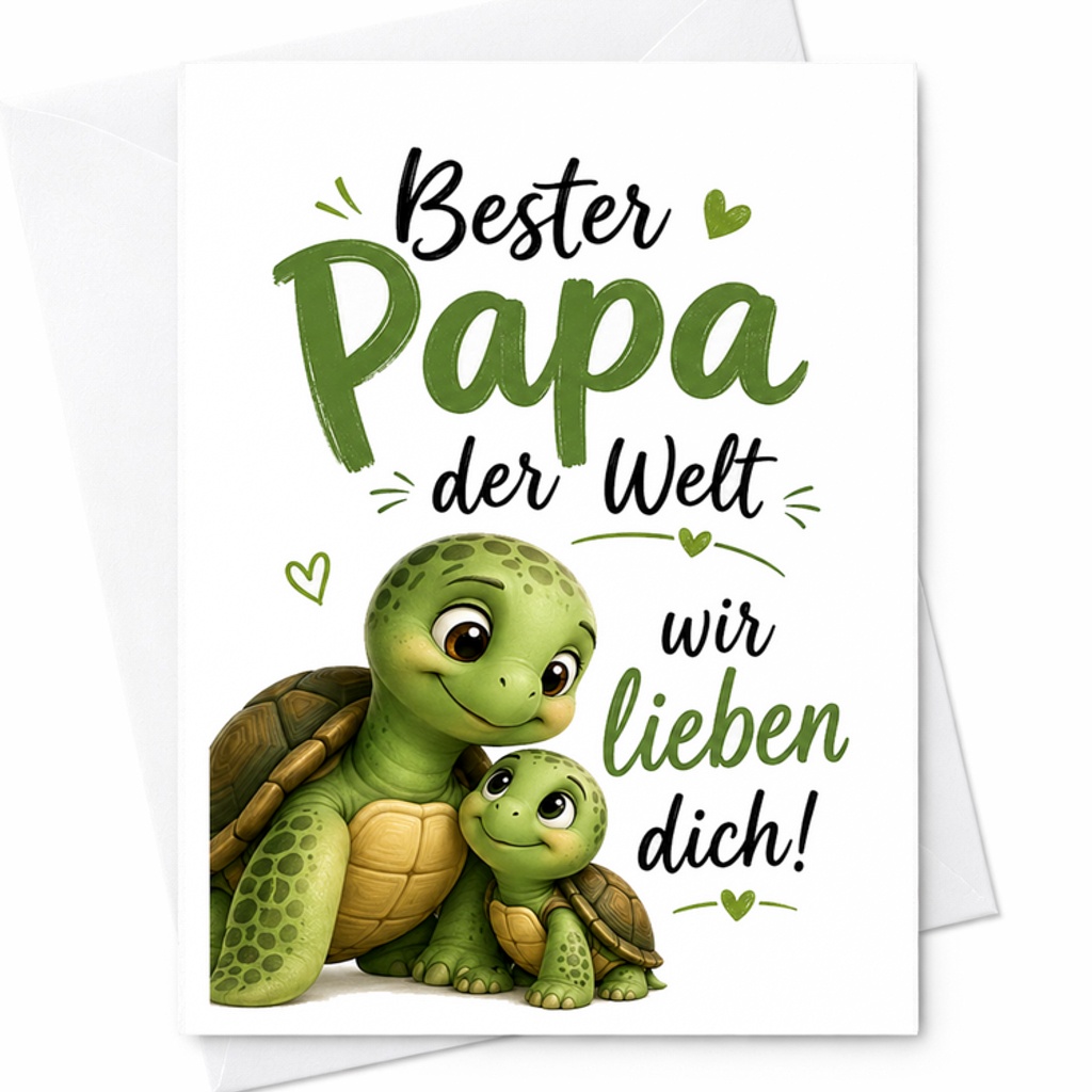 Bester Papa Der Welt Wir Lieben Dich Fathers Day Card German Dad Card Turtle Papa Card From Kids Wife C1553