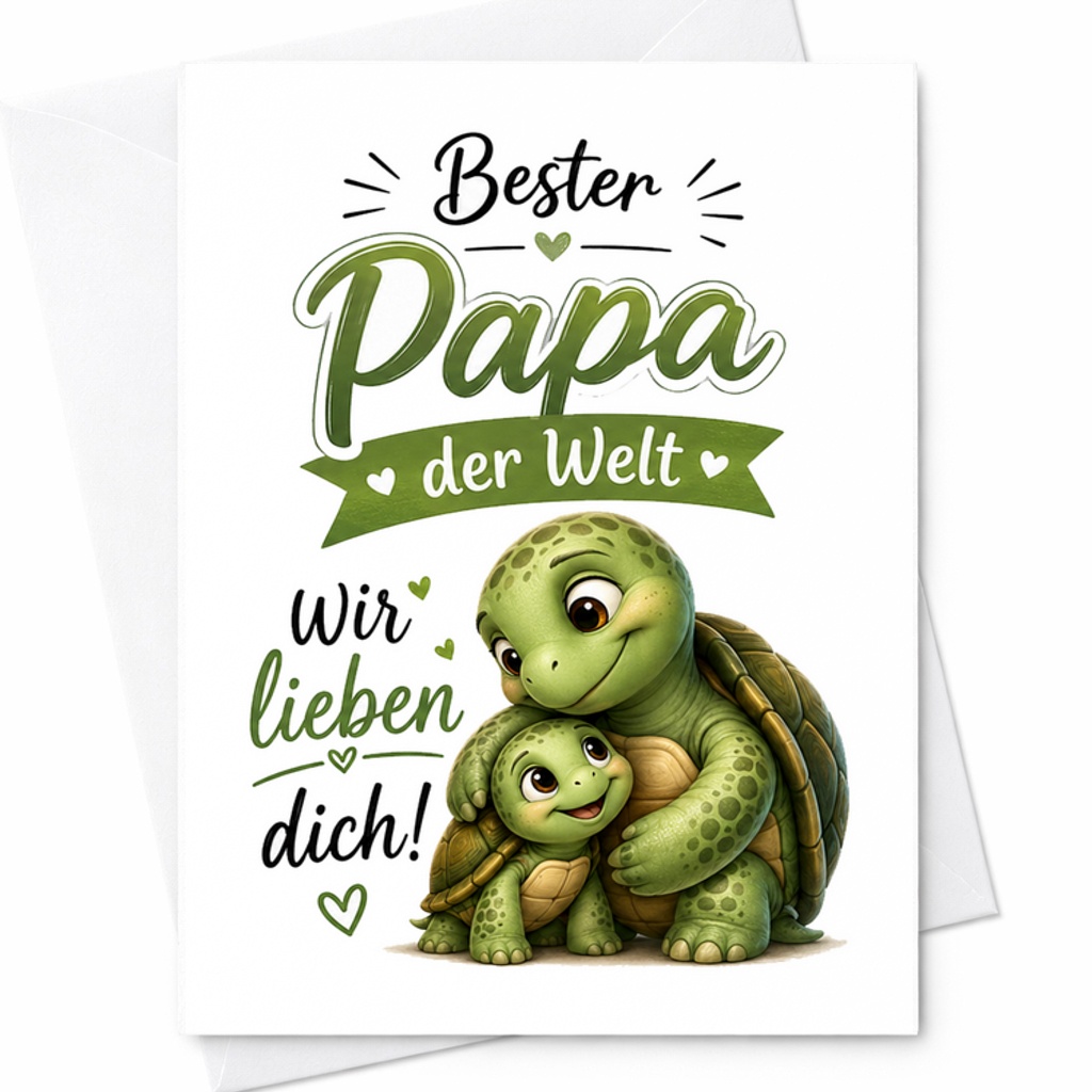Bester Papa Der Welt Wir Lieben Dich Fathers Day Card German Dad Card Turtle Papa Card From Wife Kids C1554