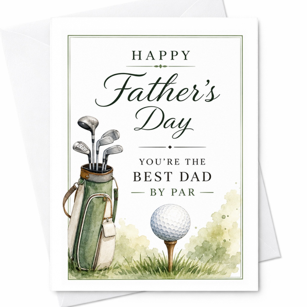 Happy Father’s Day You’re The Best Dad By Par Golf Fathers Day Card Funny Golf Dad Card From Wife Kids C1556