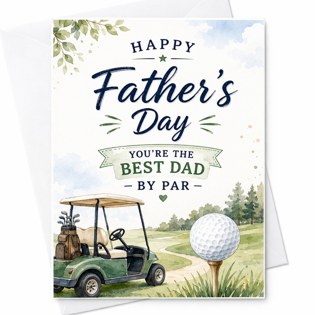 Happy Father’s Day You’re The Best Dad By Par Golf Fathers Day Card Funny Golf Dad Card From Kids Wife C1555