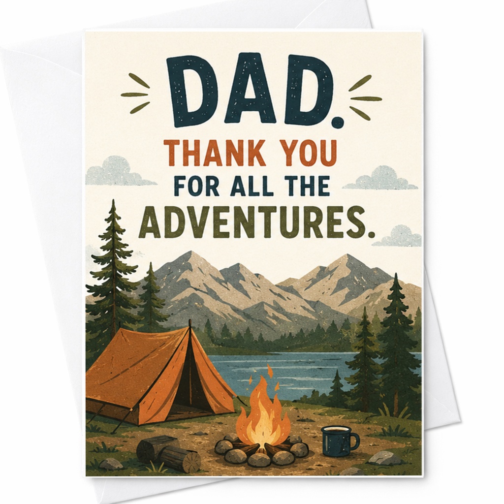Dad Thank You For All The Adventures Father's Day Card Camping Dad Card From Daughter Son Kids Outdoorsy Dad Gift C1557