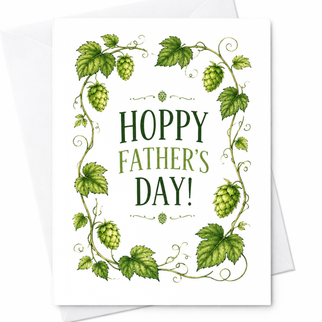 Hoppy Father’s Day Beer Fathers Day Card Funny Beer Dad Card Hop Plant Brewery Card From Kids Wife C1560