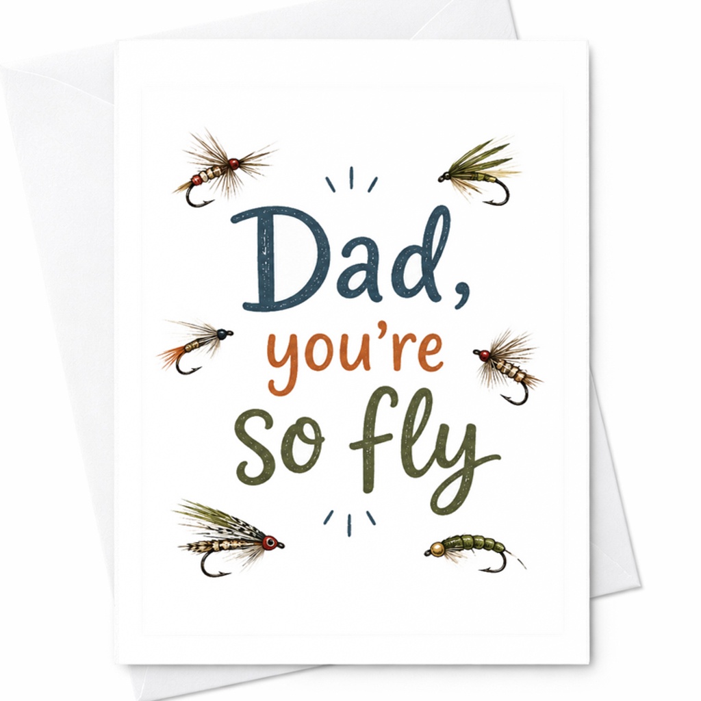 Dad You’re So Fly Fishing Fathers Day Card Funny Fisherman Dad Card Fly Fishing Dad Gift From Kids Wife C1561