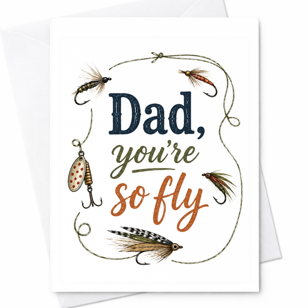 Dad You’re So Fly Fishing Fathers Day Card Funny Fisherman Dad Card Fly Fishing Dad Gift From Wife Kids C1562