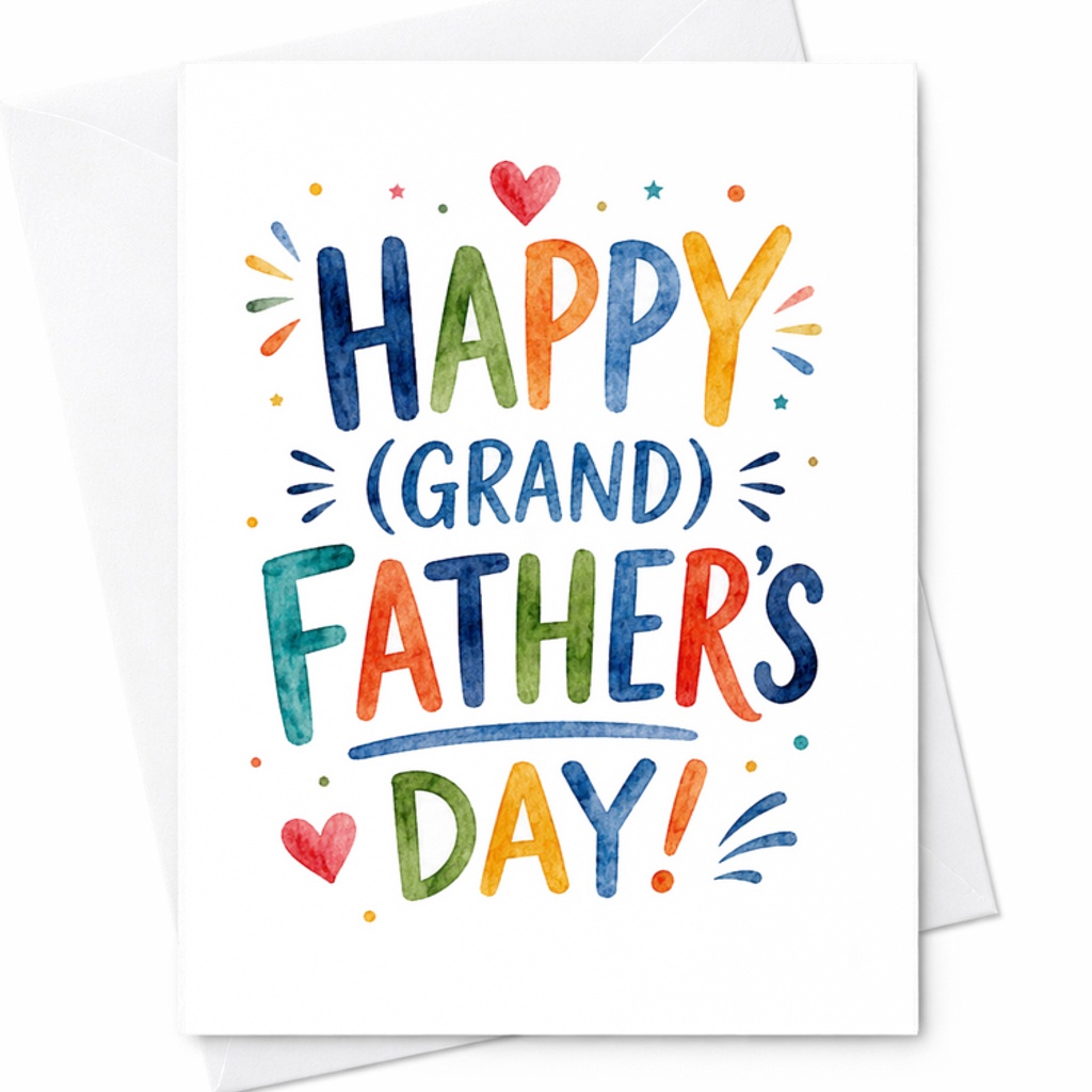 Happy Grand Fathers Day Card Grandpa Fathers Day Card From Grandkids Grandchildren Watercolor Grandpa C1566