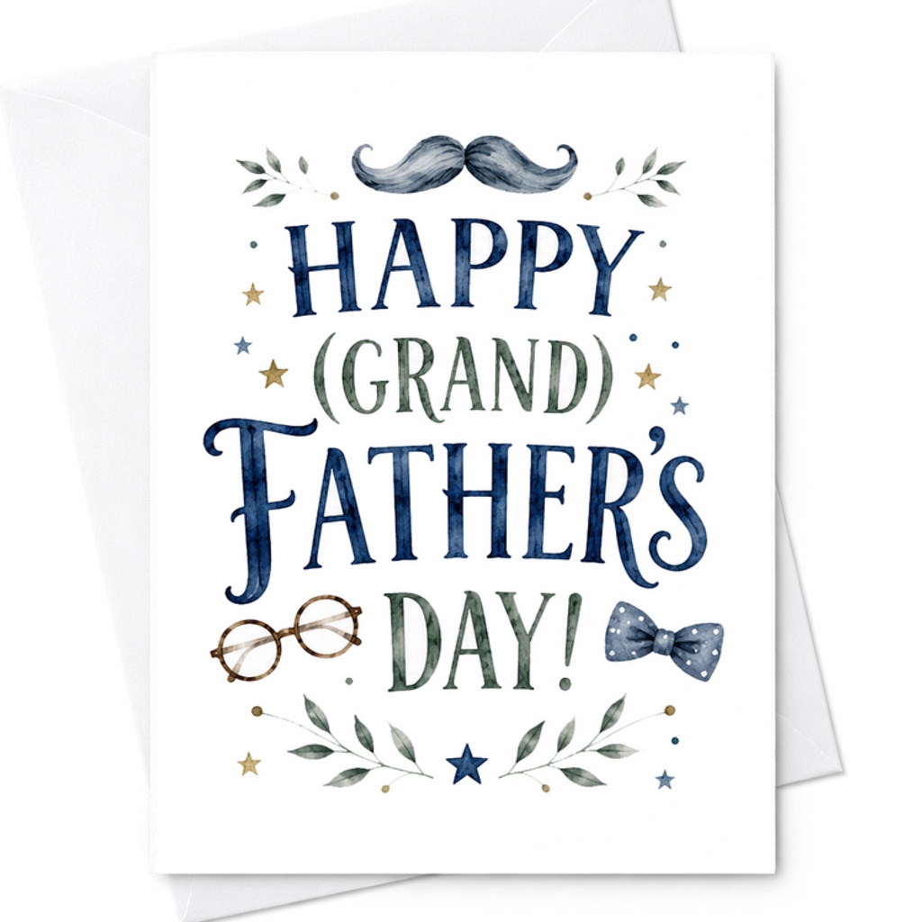 Happy Grand Fathers Day Card Grandpa Fathers Day Card From Grandkids Grandchildren Watercolor Grandpa Card C1565