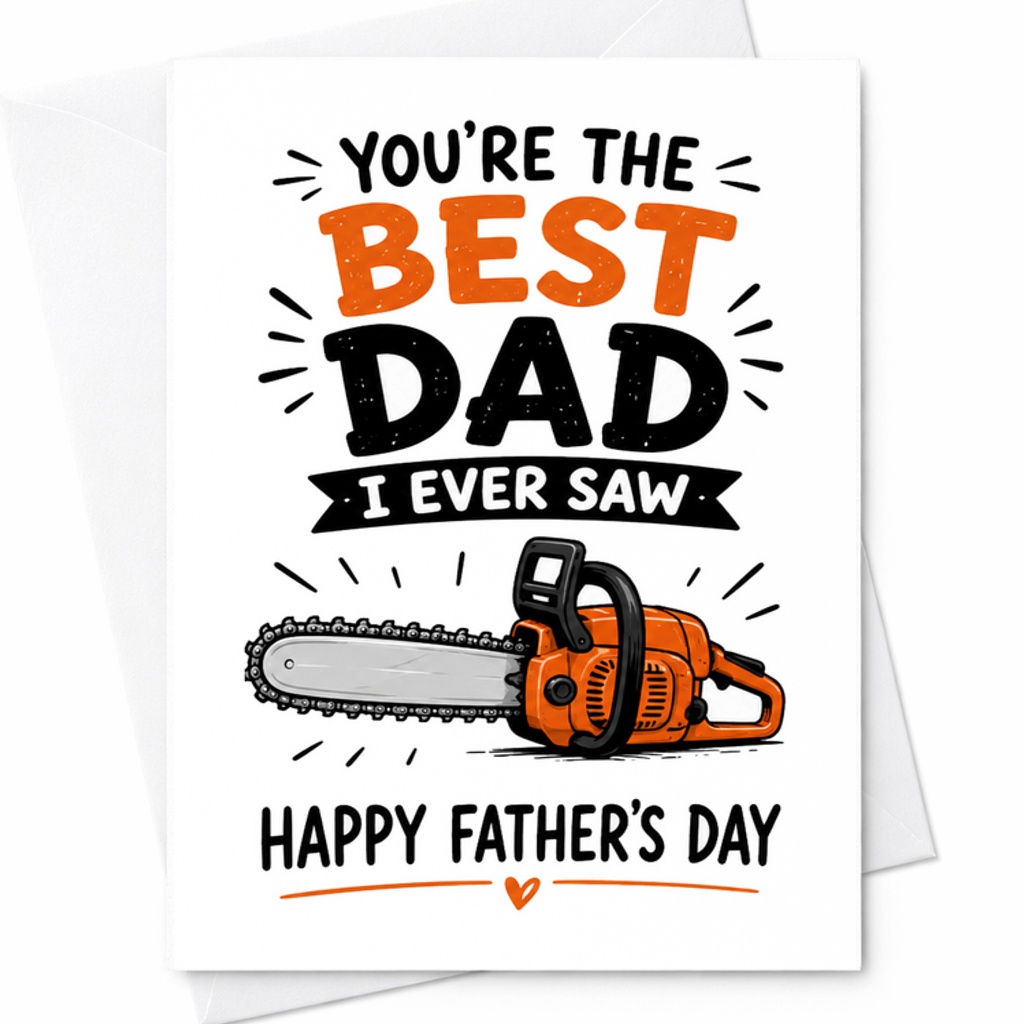 You're The Best Dad I Ever Saw Happy Father's Day Chainsaw Fathers Day Card Funny Dad Card Tool Dad Gift C1569