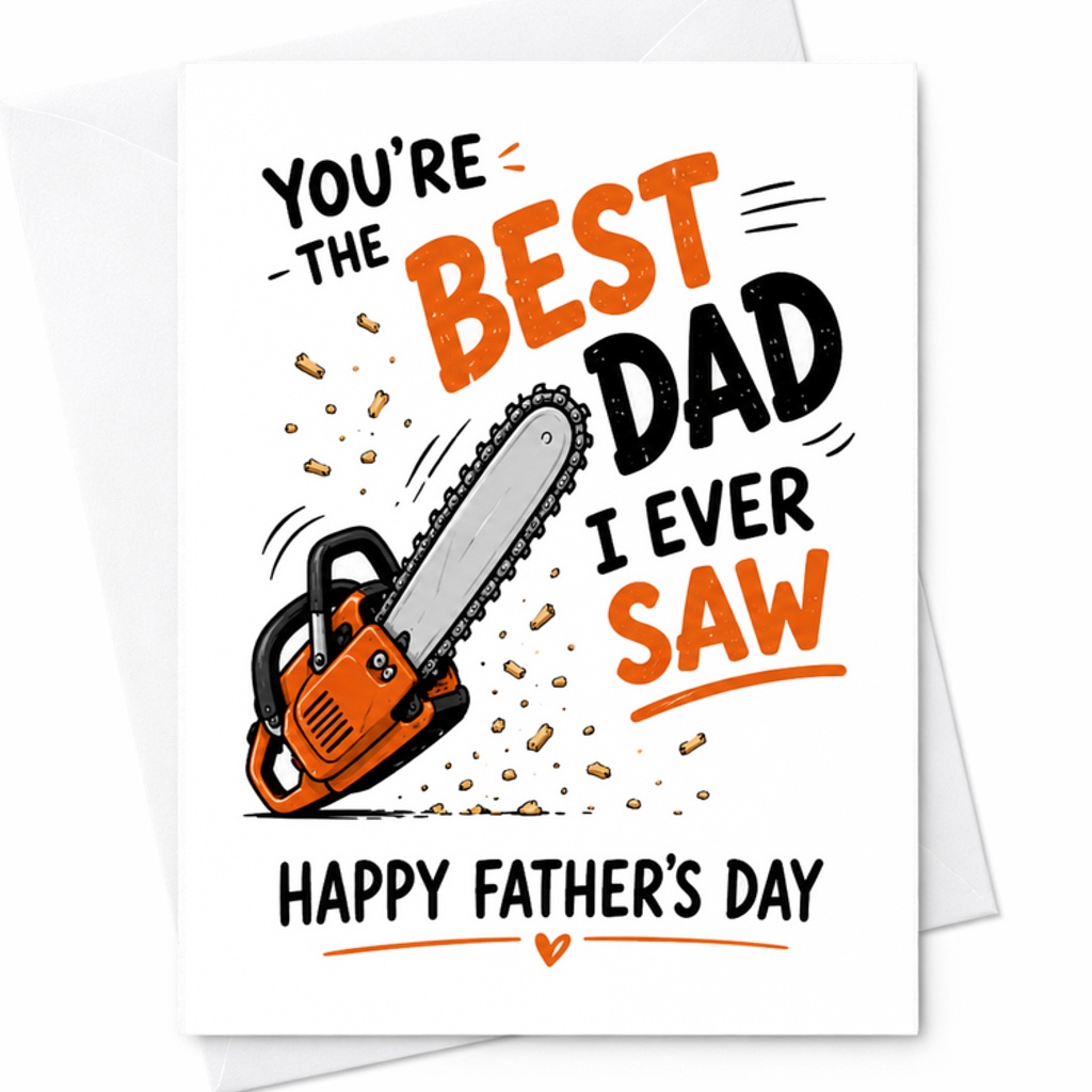 You're The Best Dad I Ever Saw Happy Father's Day Chainsaw Fathers Day Card Funny Dad Card Tool Dad C1570