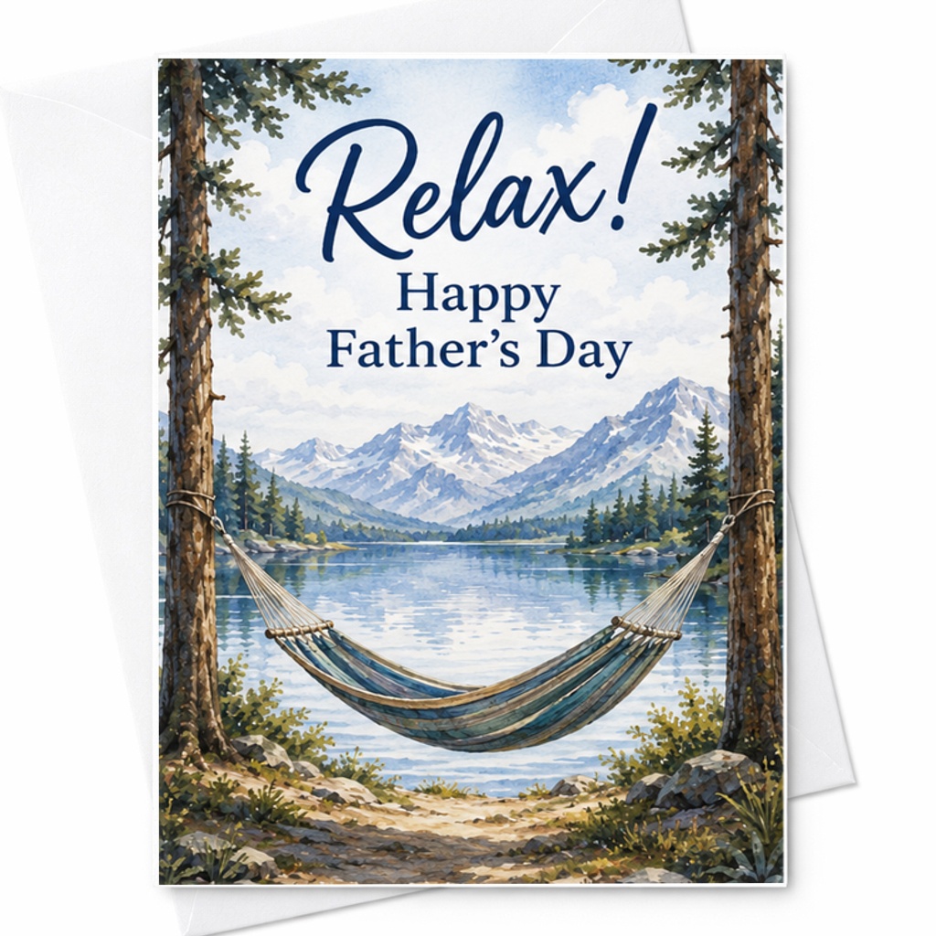 Relax Happy Father's Day Card Scenic Lake Mountain Fathers Day Card Nature Dad Card Peaceful Outdoor C1575