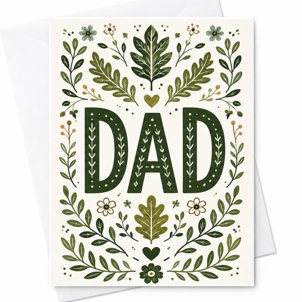 Dad Fathers Day Card Botanical Dad Card Minimal Green Fathers Day Nature Inspired Dad Appreciation Card C1577
