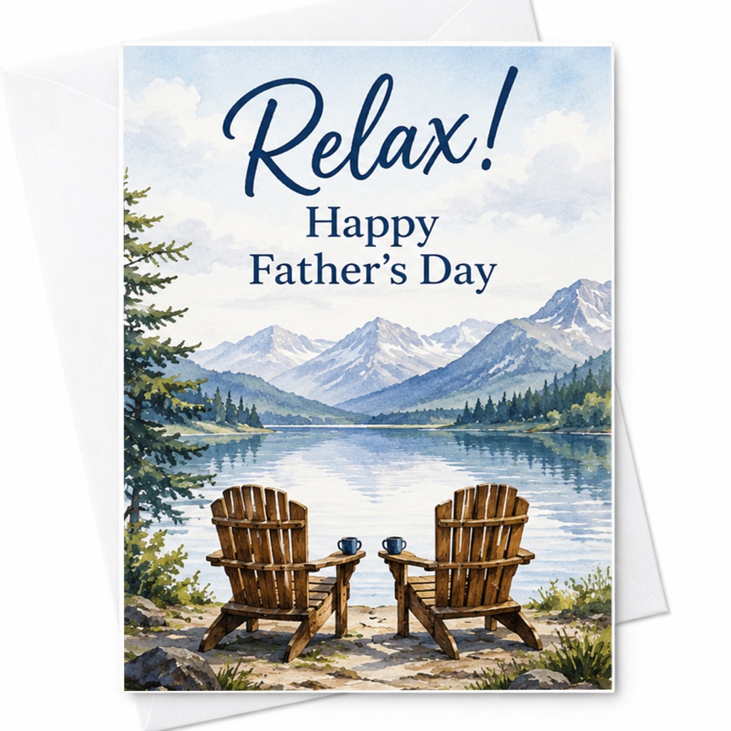 Relax Happy Father's Day Card Scenic Lake Mountain Fathers Day Card Nature Dad Card Peaceful Outdoor Card C1574