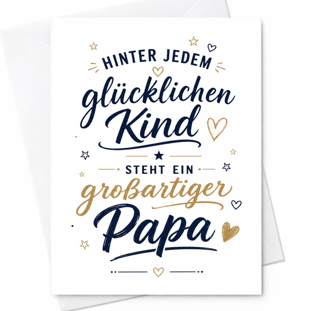 Hinter Jedem Glücklichen Kind Steht Ein Großartiger Papa German Fathers Day Card Papa Geschenk Karte C1578