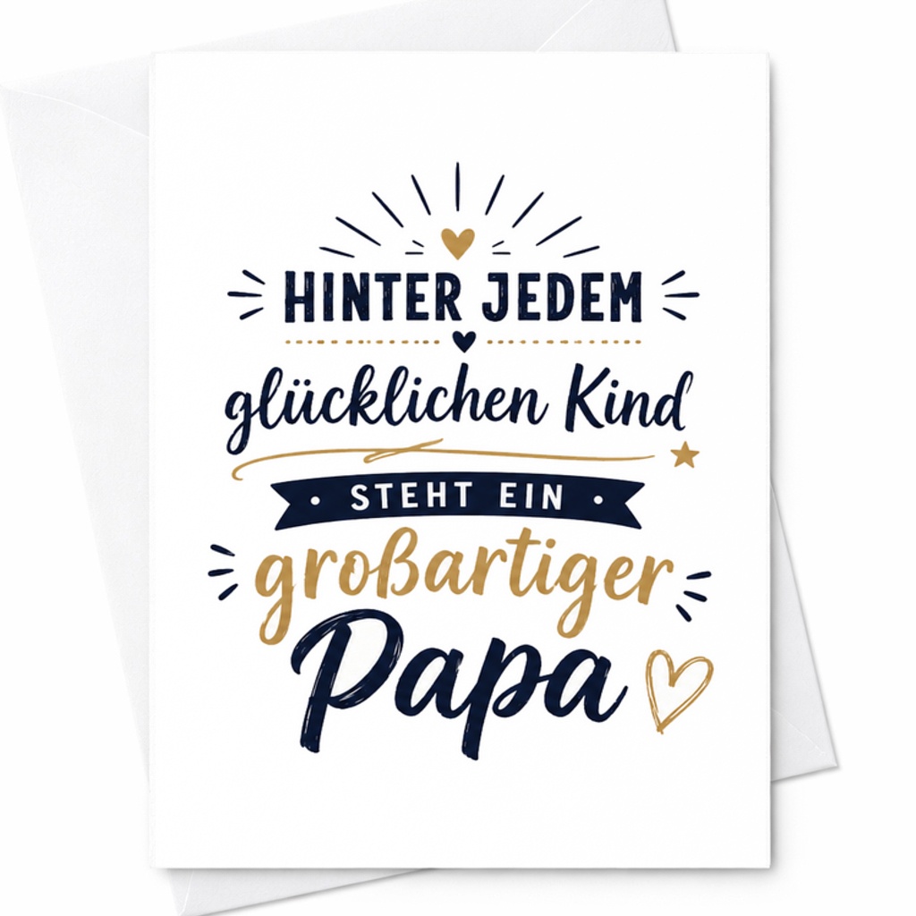 Hinter Jedem Glücklichen Kind Steht Ein Großartiger Papa German Fathers Day Papa Geschenk Karte Card C1579