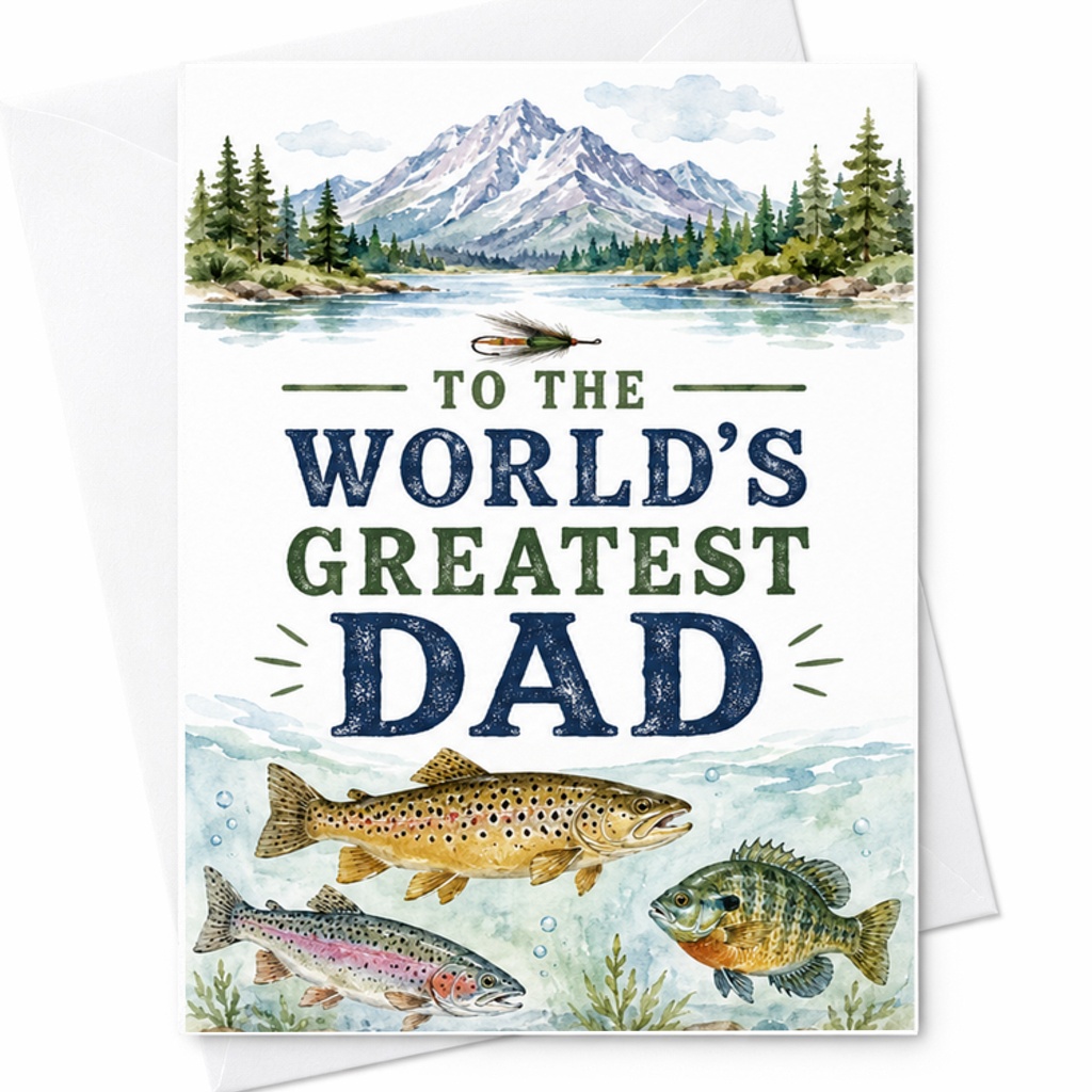 To The World’s Greatest Dad Fishing Fathers Day Card Fish Dad Card Fisherman Father Card Outdoor Dad C1594