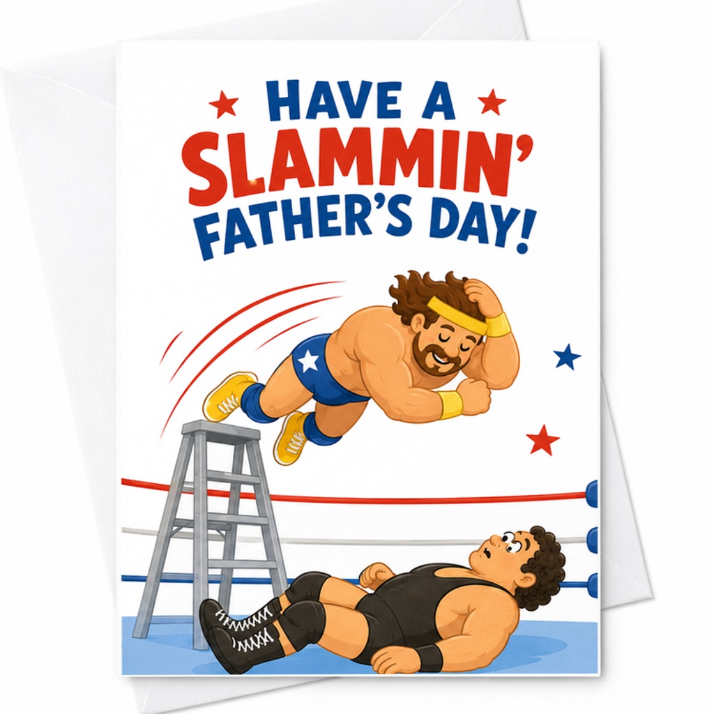 Have A Slammin Fathers Day Wrestling Fathers Day Card Funny Wrestler Dad Card Retro Wrestling Dad Gift C1595
