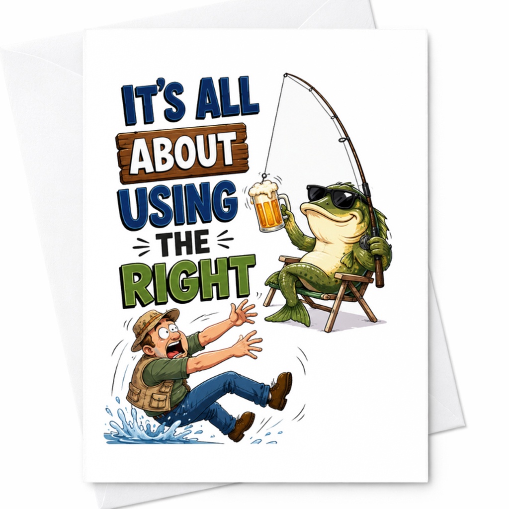 It’s All About Using The Right Bait Funny Fishing Fathers Day Card Fisherman Dad Card Beer Fishing Gift C1596