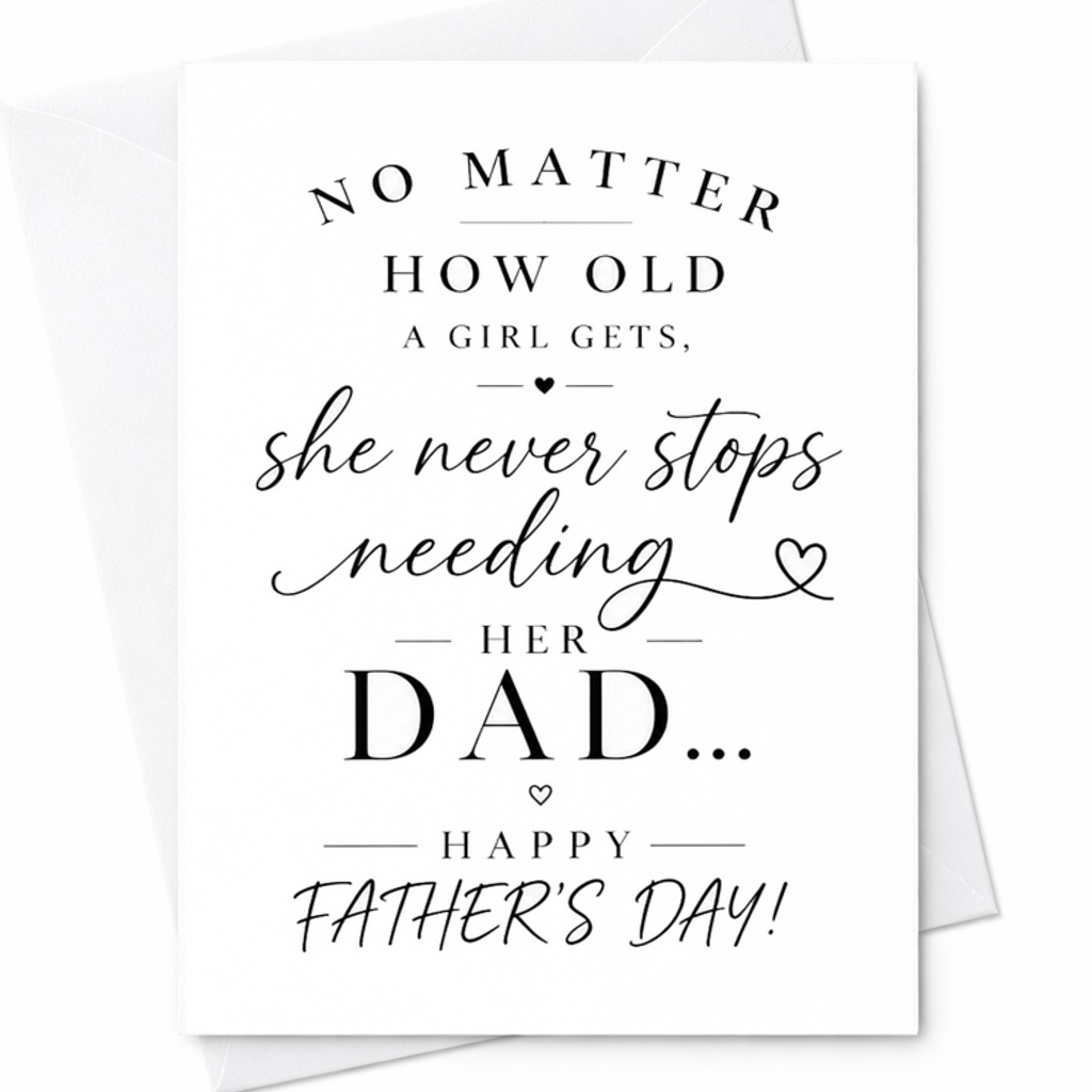 No Matter How Old A Girl Gets She Never Stops Needing Her Dad Fathers Day Card From Daughter Dad Card Gift C1600
