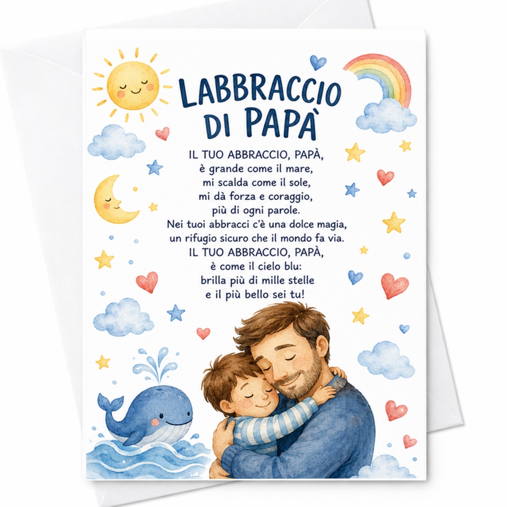 Labbraccio Di Papà Italian Fathers Day Card Sentimental Dad Card Papa Hug Poem Card From Son Daughter C1601