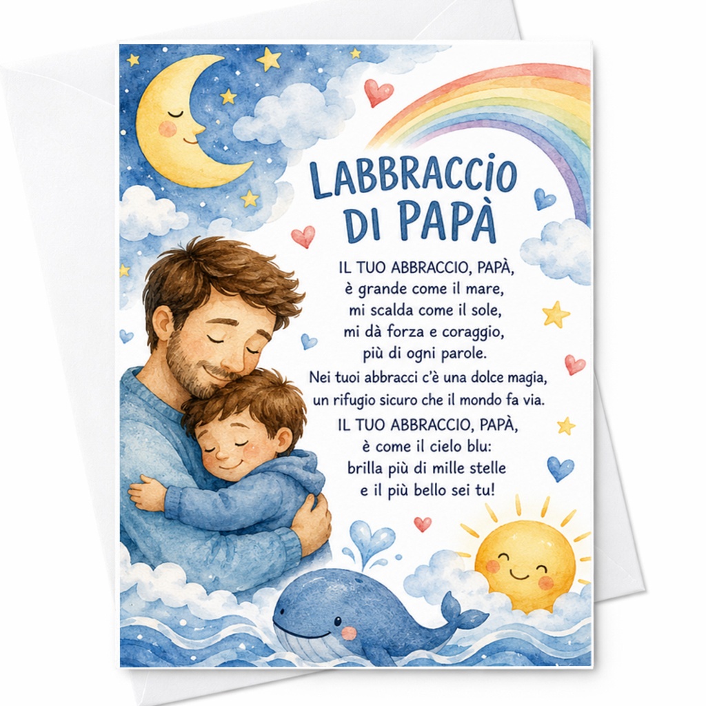 Labbraccio Di Papà Italian Fathers Day Card Sentimental Dad Card Papa Hug Poem Card From Son Daughter Gift C1602
