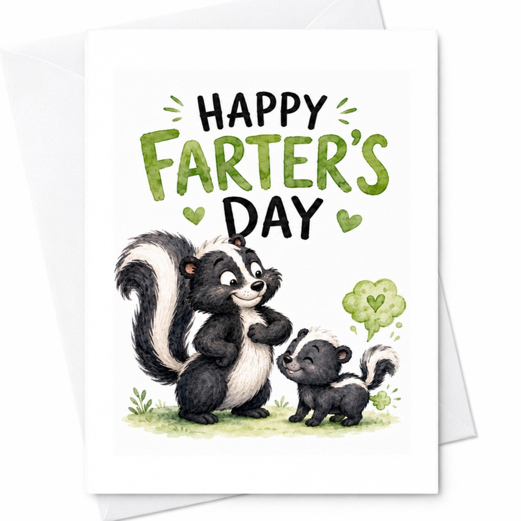 Happy Farter’s Day Funny Fathers Day Card Skunk Dad Card Cute Animal Father Card From Kids Humor Card C1605