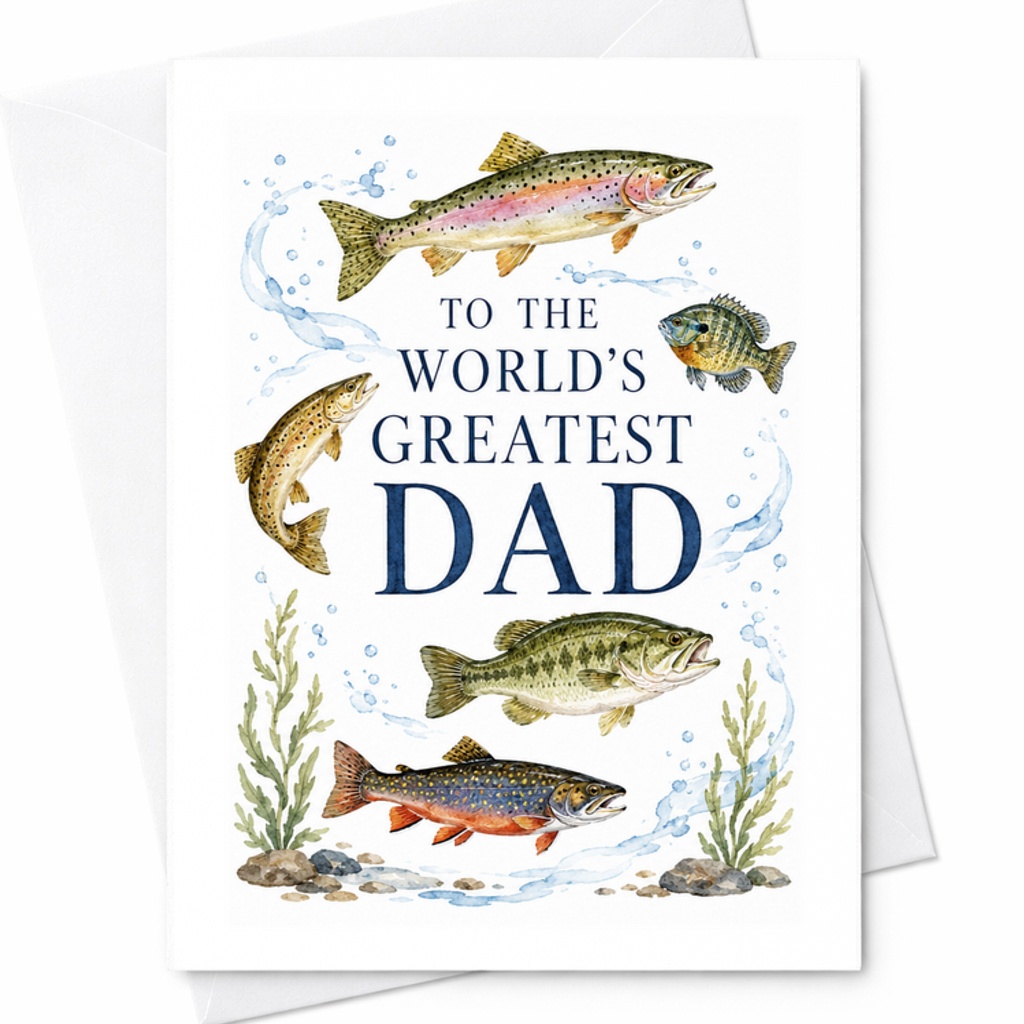 To The World’s Greatest Dad Fishing Fathers Day Card Fish Dad Card Fisherman Father Card Outdoor Dad Gift C1593