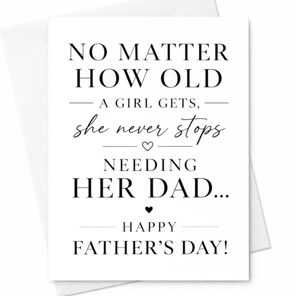 No Matter How Old A Girl Gets She Never Stops Needing Her Dad Fathers Day Card From Daughter Dad Card C1599