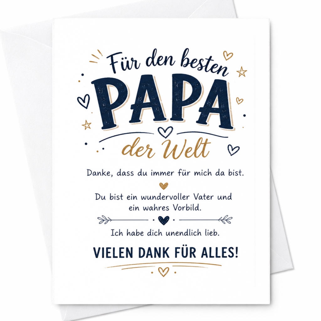 Für Den Besten Papa Der Welt Fathers Day Card German Dad Card Sentimental Papa Card From Daughter Son C1606
