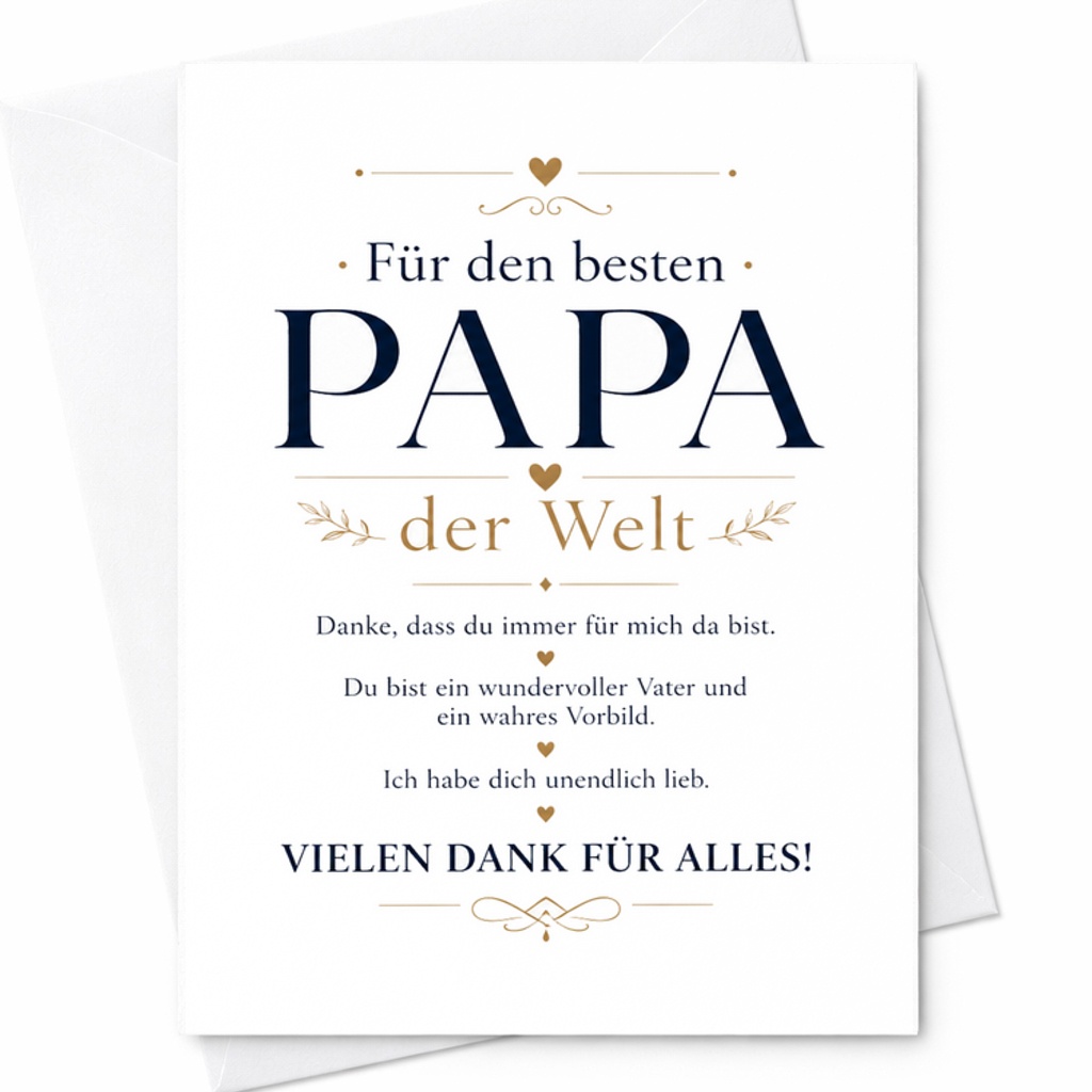 Für Den Besten Papa Der Welt Fathers Day Card German Dad Sentimental Papa Card From Daughter Son Card C1607