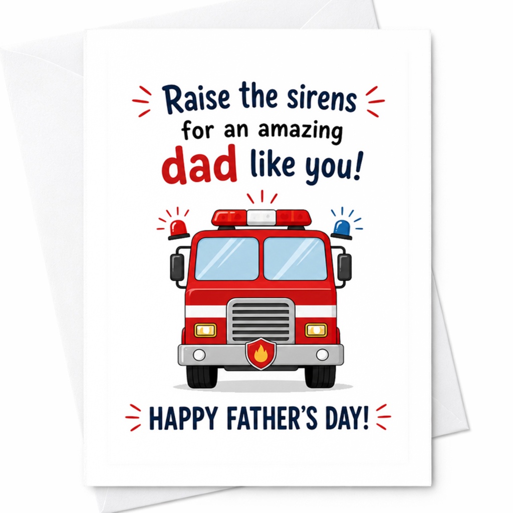 Raise The Sirens For An Amazing Dad Like You Funny Fathers Day Card Firefighter Dad Card From Kids C1608