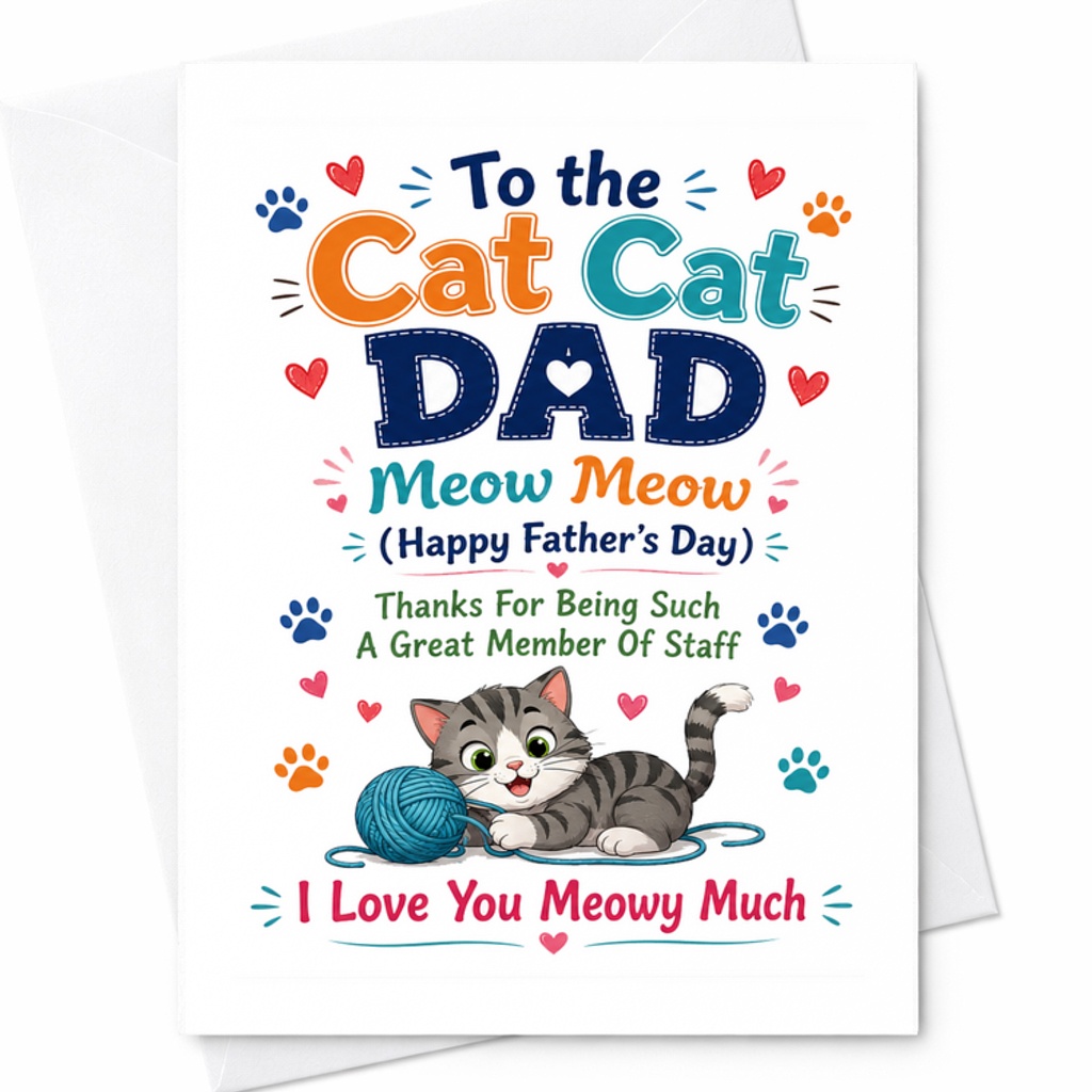 To The Cat Cat Dad Meow Meow Funny Fathers Day Card Cat Dad Card From Cat Cute Kitty Humor Card C1610