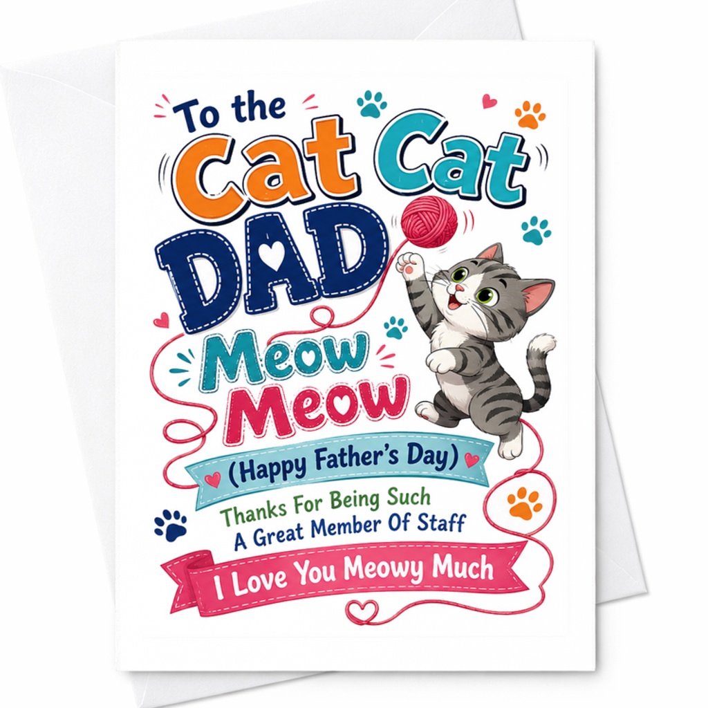 To The Cat Cat Dad Meow Meow Funny Fathers Day Card Cat Dad Card Cute Kitty Father Card From Cat C1611