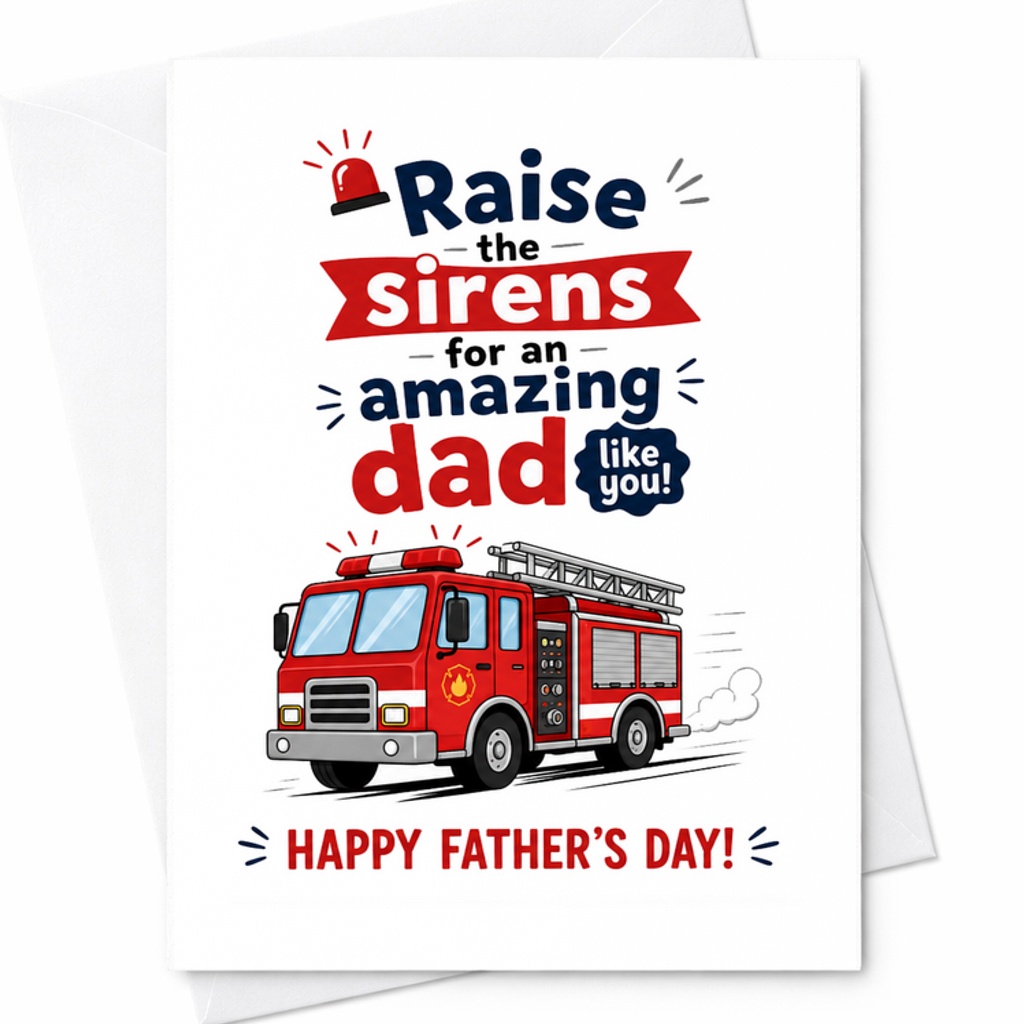 Raise The Sirens For An Amazing Dad Like You Funny Fathers Day Card Firefighter Dad Card From Kids Gift C1609