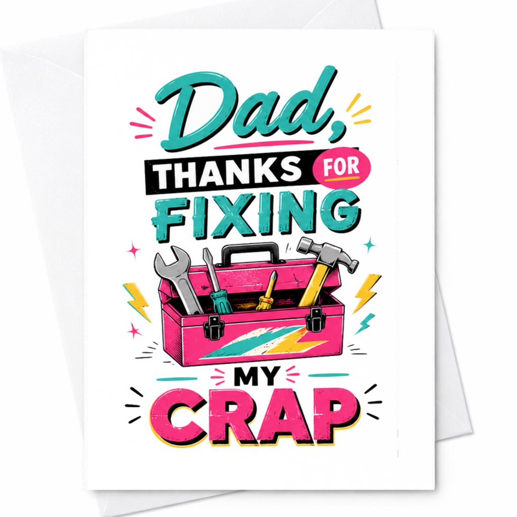 Dad Thanks For Fixing My Crap Funny Fathers Day Card Handy Dad Tool Box Card From Daughter Son C1618