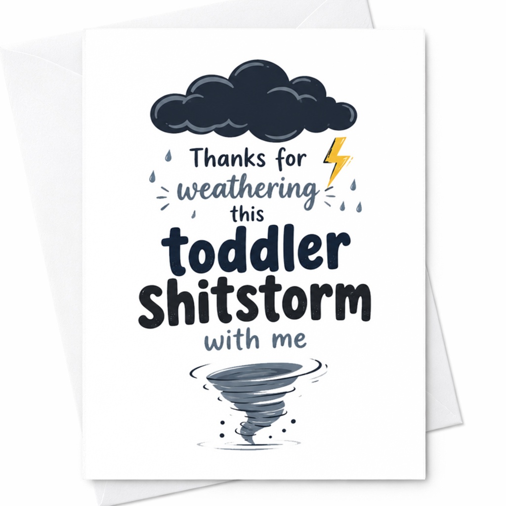 Thanks For Weathering This Toddler Shitstorm With Me Funny Fathers Day Card New Dad Card From Wife C1620