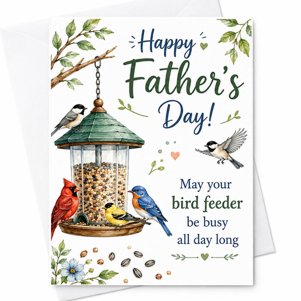 May Your Bird Feeder Be Busy All Day Long Fathers Day Card Birdwatching Dad Card Nature Lover Card C1616